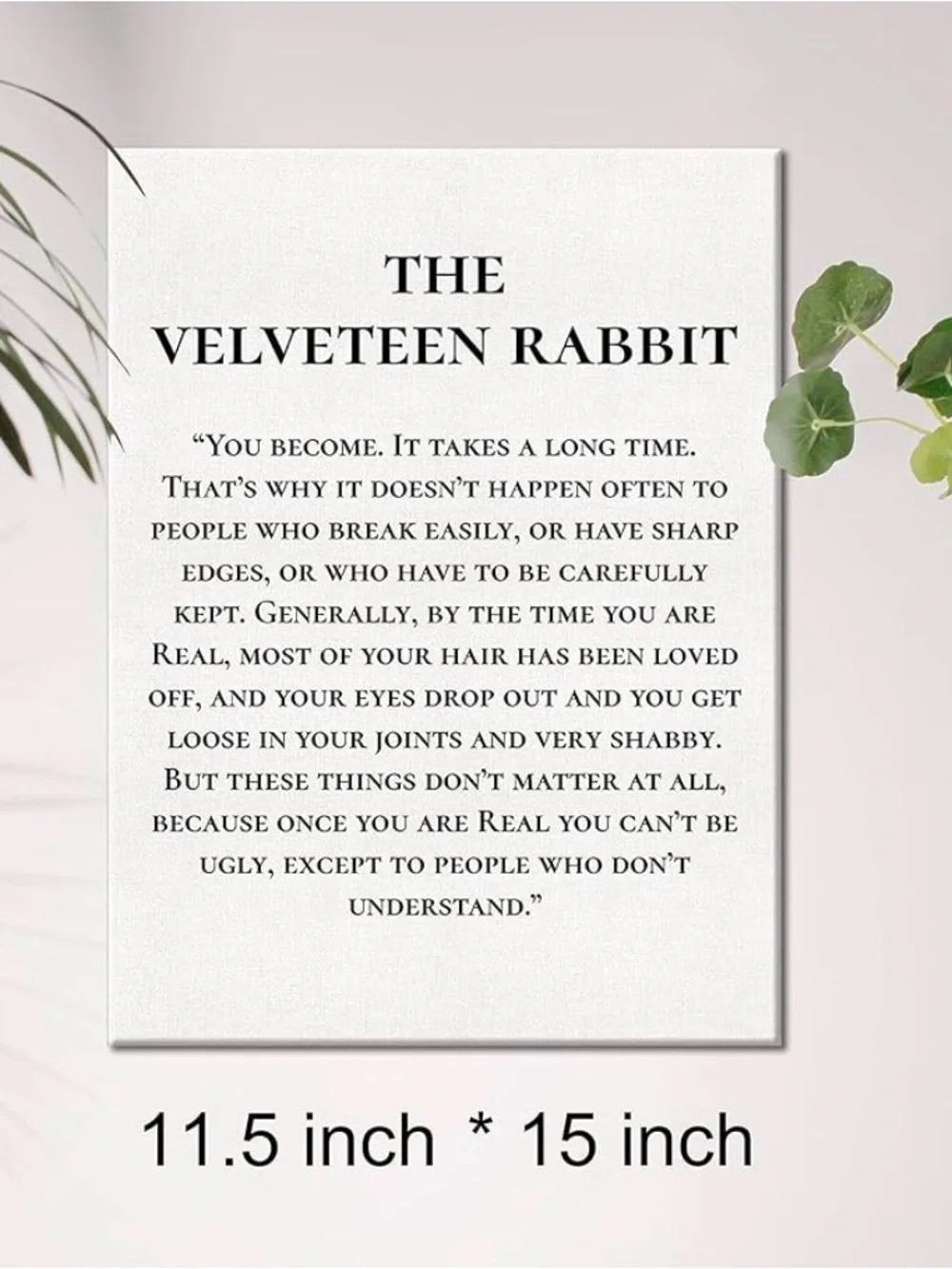 The Velveteen Rabbit Quote Canvas Wall Hanging NWT